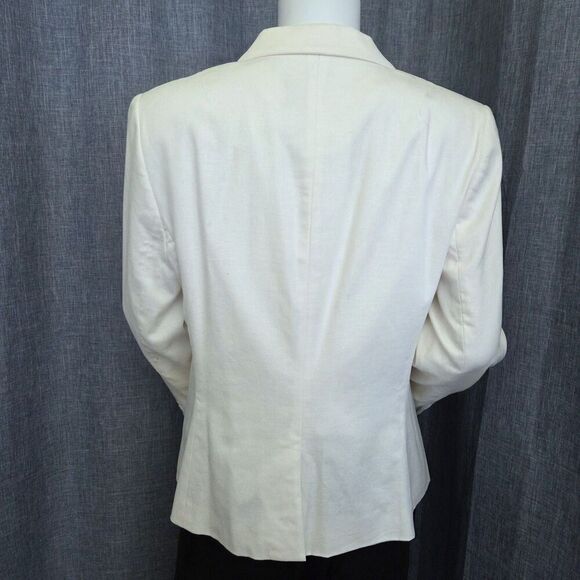 Banana Republic Linen Blend Blazer Shrunken Style 3/4 Sleeve OffWhite Women's 10 - Picture 3 of 10